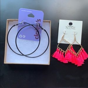 Tassel earrings hoop earrings (bundle) NEVER WORN